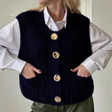 Cárdigan de punto para mujer – Corte oversize – Cierre de botones – Textura acanalada – Bolsillos