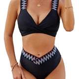 Bikini de mujer – Top cruzado – Cintura alta – Detalles texturizados