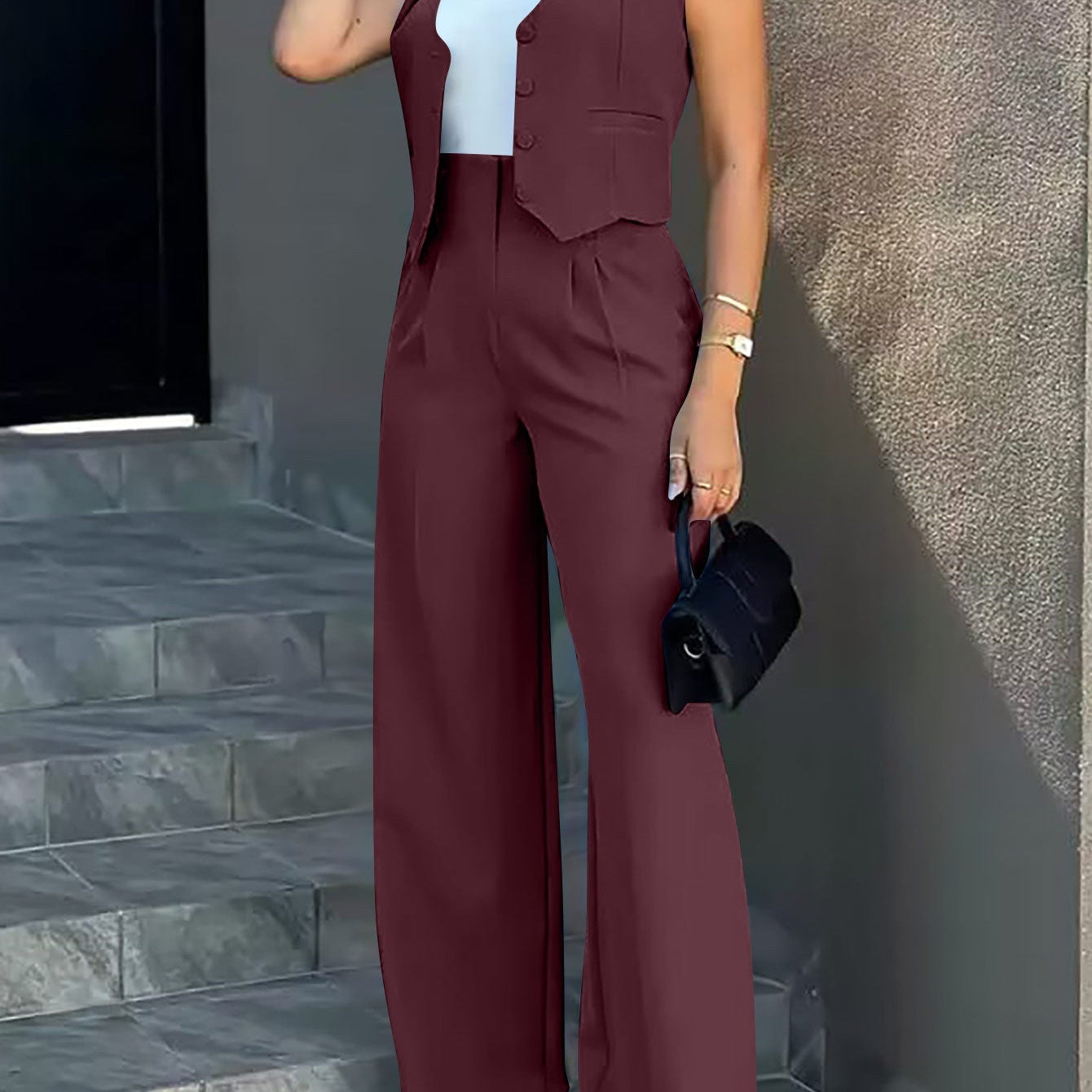 Chaleco de mujer – Corte entallado – Cierre clásico con botones – Estilo de vestido estructurado