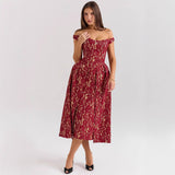 Vestido de mujer con hombros descubiertos – Cintura ajustada – Encaje – Espalda abierta elegante