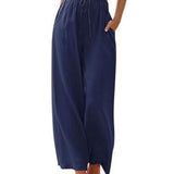 Pantalón ancho de mujer – Tejido transpirable – Corte holgado – Cintura con cordón – Bolsillos