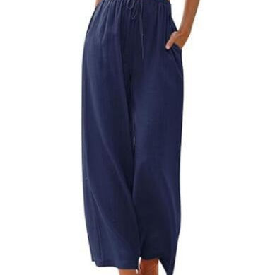 Pantalón ancho de mujer – Tejido transpirable – Corte holgado – Cintura con cordón – Bolsillos