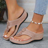 Sandalias tipo chancla de mujer – Aplique floral – Suela cómoda – Tacón bajo – Casual