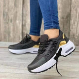 Zapatillas deportivas para mujer – Malla transpirable – Tacón de cuña – Cierre con cordones