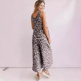 Mono sin mangas para mujer – Estampado de leopardo – Corte holgado – Piernas anchas – Cuello en V