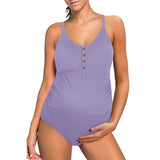 Traje de baño de maternidad para mujer – Ajuste elástico – Botones – Tejido transpirable – Cobertura total