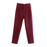 Pantalones de mujer - Cintura alta - Corte ajustado - Pinzas elegantes - Tejido ligero y transpirable