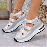 Sandalias de cuña para mujer – Punta cerrada – Tiras de velcro – Suela de plataforma cómoda