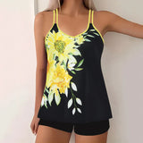 Tankini para mujer – Conjunto de 2 piezas – Cuello en V – Tirantes finos – Ajuste cómodo