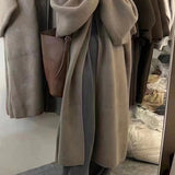 Abrigo tipo cárdigan para mujer – Corte oversize – Punto de lana – Largo hasta el tobillo – Parte delantera abierta