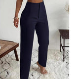 Pantalones de mujer – Corte ajustado – Cintura alta – Pliegues elegantes – Tejido fluido de primera calidad