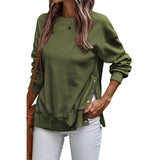 Sudadera de mujer – Corte holgado – Largo túnica – Aberturas laterales abotonadas