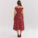 Vestido de mujer con hombros descubiertos – Cintura ajustada – Encaje – Espalda abierta elegante