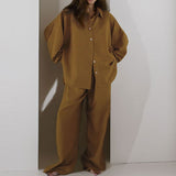 Conjunto de dos piezas para mujer – Corte oversize – Tejido transpirable – Pantalón fluido con cinturilla elástica