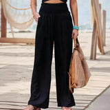 Pantalón ancho de mujer – Corte holgado – Tejido transpirable – Cintura elástica