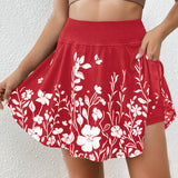 Falda pantalón de mujer – Estampado floral – Cintura elástica – Corte acampanado transpirable