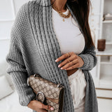 Cárdigan largo para mujer – Corte oversize – Punto texturizado – Parte delantera abierta
