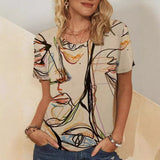 Camiseta de mujer – Corte holgado – Estampado artístico – Tejido suave y transpirable