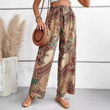 Pantalón ancho de mujer – Tejido transpirable – Corte fluido – Cintura elástica bohemia