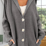 Cárdigan de punto para mujer – Corte oversize – Parte delantera abierta – Mangas largas – Lana