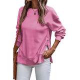 Sudadera de mujer – Corte holgado – Largo túnica – Aberturas laterales abotonadas