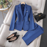 Traje de pantalón para mujer – Corte entallado – Chaqueta de un botón – Corte recto formal