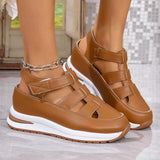 Sandalias de cuña para mujer – Punta cerrada – Tiras de velcro – Suela de plataforma cómoda