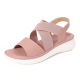 Sandalias planas para mujer – Tiras elásticas cruzadas – Punta abierta – Soporte tipo slingback
