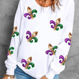 Sudadera de mujer – Corte holgado – Estampado de lentejuelas – Cuello redondo – Mangas largas