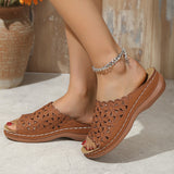 Sandalias de mujer – Mules abiertos – Recortes florales – Tacón bajo – Comodidad transpirable