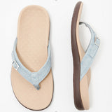 Sandalias planas para mujer – Estilo chancla – Plantilla ortopédica – Hebillas ajustables