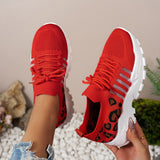 Zapatillas deportivas para mujer – Flyknit transpirable – Suela ondulada – Estampado de leopardo – Básicas