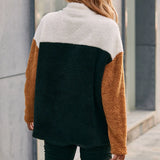 Sudadera de mujer – Corte oversize – Tejido polar – Media cremallera – Diseño patchwork