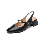 Zapatos de salón para mujer – Tacón cuadrado – Punta cuadrada – Tira con tachuelas – Piel sintética