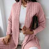 Cárdigan largo para mujer – Corte oversize – Punto texturizado – Parte delantera abierta