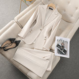 Traje de pantalón de mujer – Corte entallado – Blazer de 1 botón – Tejido fluido y elegante