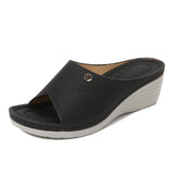 Sandalias de cuña para mujer – Punta abierta – Tira perforada – Suela cómoda antideslizante