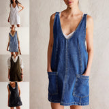 Vestido casual de mujer – Corte evasé – Tejido natural transpirable – Sin mangas – Bolsillos delanteros