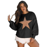 Sudadera de mujer – Corte holgado – Estampado de estrellas – Mangas largas – Tacto de algodón