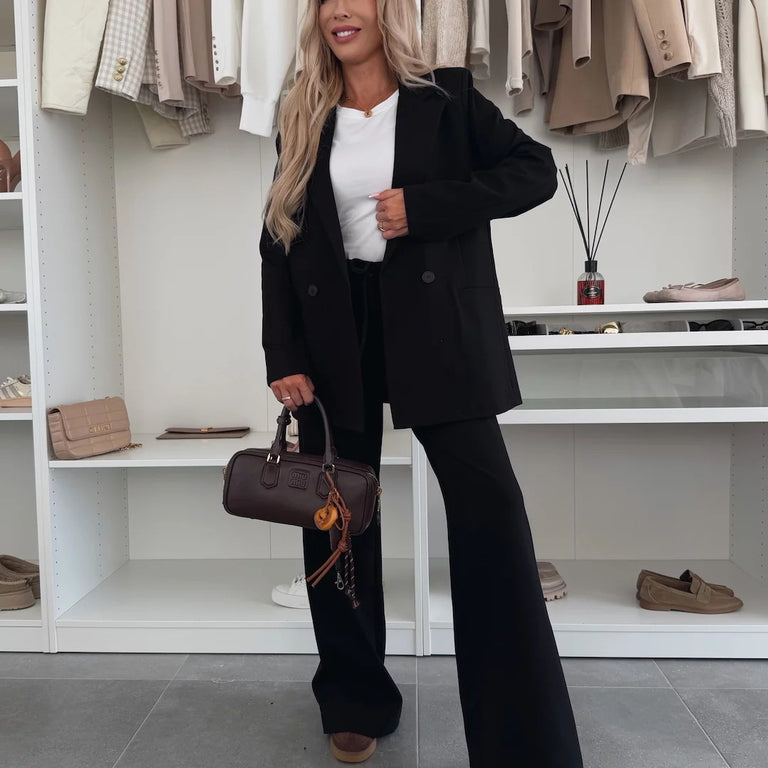 Chaqueta blazer para mujer – Corte oversize – Cruzado – Hombros estructurados