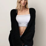Cárdigan de mujer – Punto esponjoso – Corte oversize – Abertura frontal con bolsillos