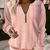 Sudadera de mujer - Punto texturizado - Corte holgado - Cuello con cremallera - Mangas largas