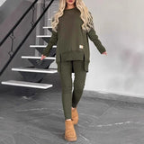Conjunto casual de mujer – Punto suave – Top oversize – Leggings ajustados