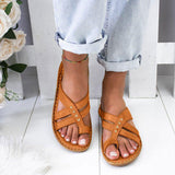 Sandalias de mujer – Punta abierta – Suela plana – Cómodas tiras cruzadas