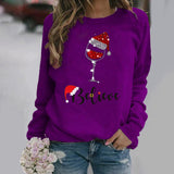 Sudadera de mujer – Corte holgado – Algodón suave – Cuello redondo – Mangas largas con estampado festivo