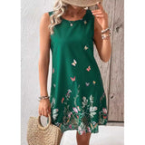 Vestido recto de mujer – algodón ligero – sin mangas – estampado de tortuga – corte relajado