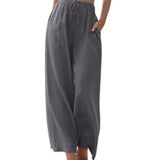Pantalón ancho de mujer – Tejido transpirable – Corte holgado – Cintura con cordón – Bolsillos