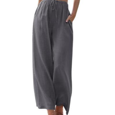 Pantalón ancho de mujer – Tejido transpirable – Corte holgado – Cintura con cordón – Bolsillos