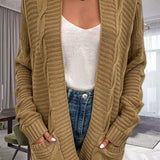 Cárdigan de mujer – Corte oversize – Punto grueso – Punto trenzado – Bolsillos delanteros
