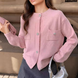 Cárdigan de mujer – Corte holgado – Punto de lana – Botones decorativos – Bolsillos en el pecho